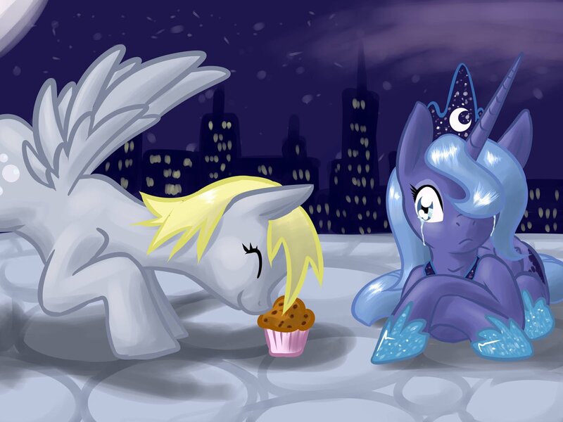Pony characters with cupcake