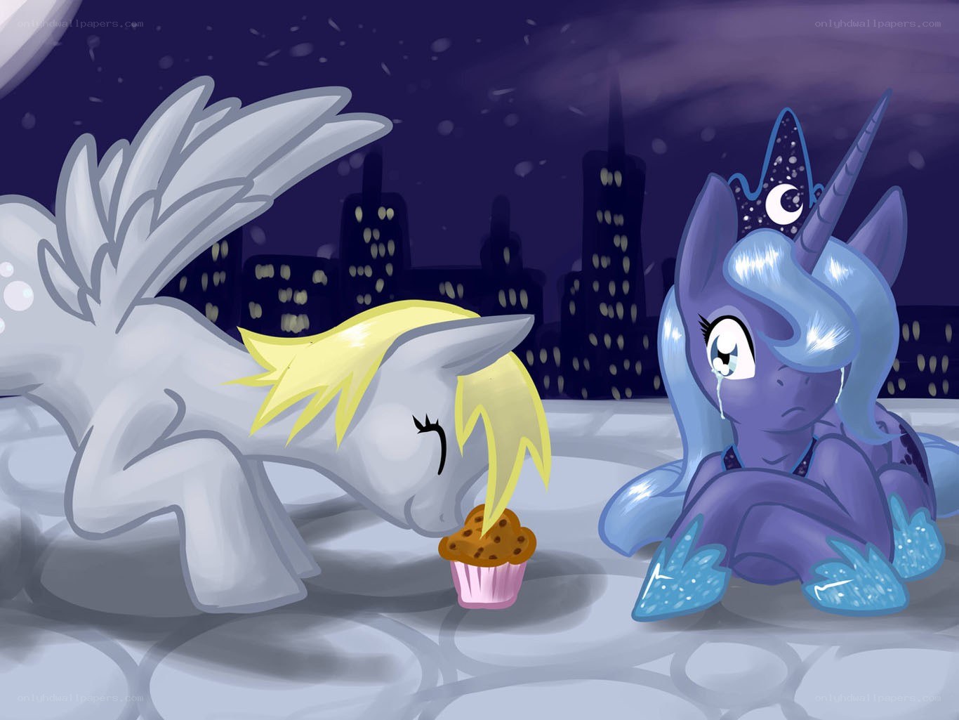 Pony characters with cupcake