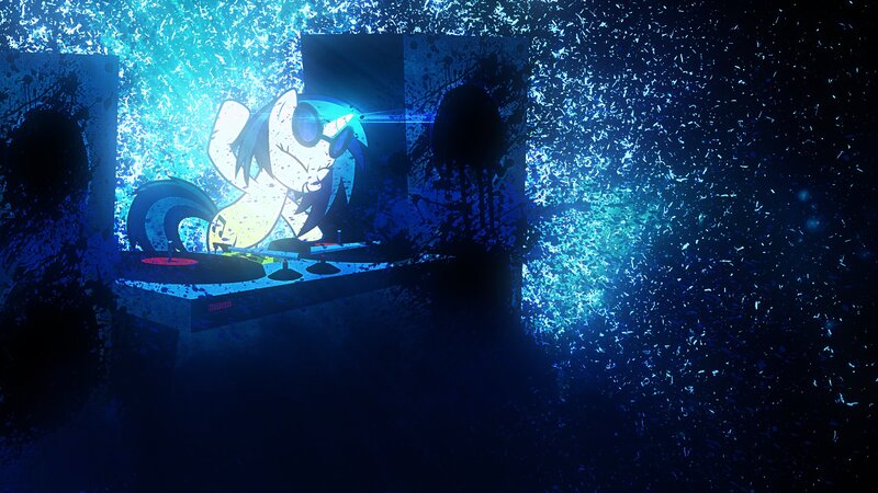 Pony Dj at Turntable — Blue