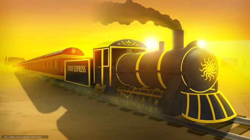 Pony Express train at sunset