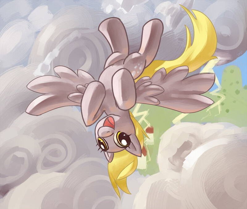 pony flying through clouds
