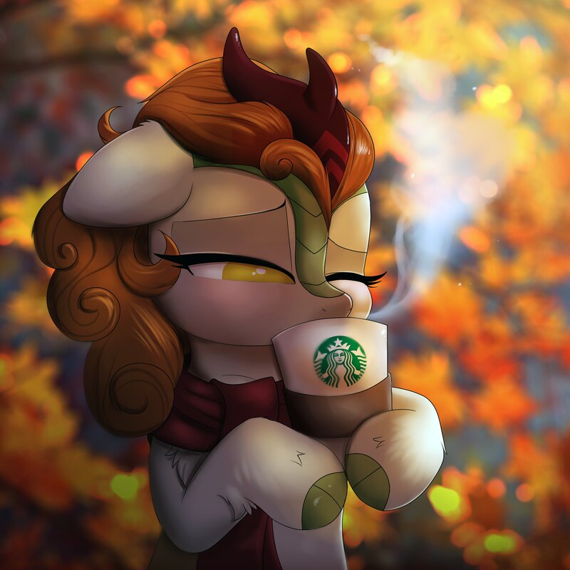 Pony Holding Coffee Cup