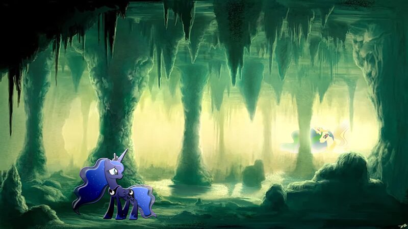 pony in a cave