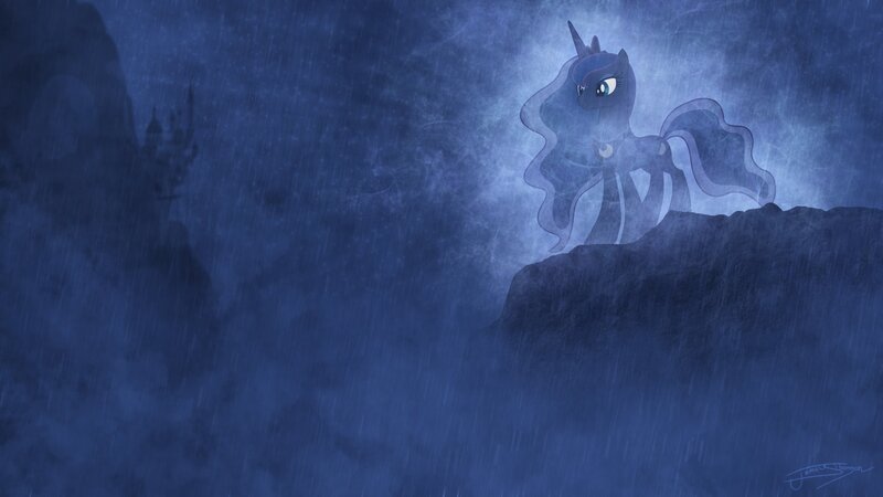 Pony on a Cliff — Blue
