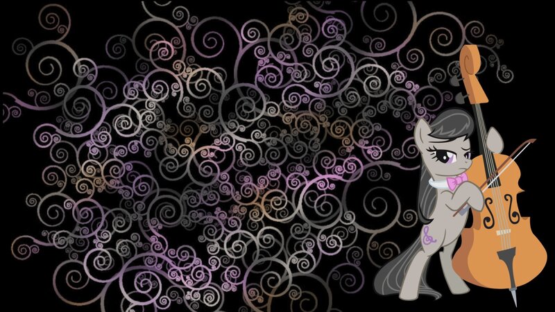 Pony Playing Cello — Black, Dramatic, Digital Art