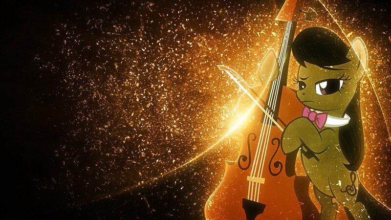Pony Playing Cello — Gold, Dramatic