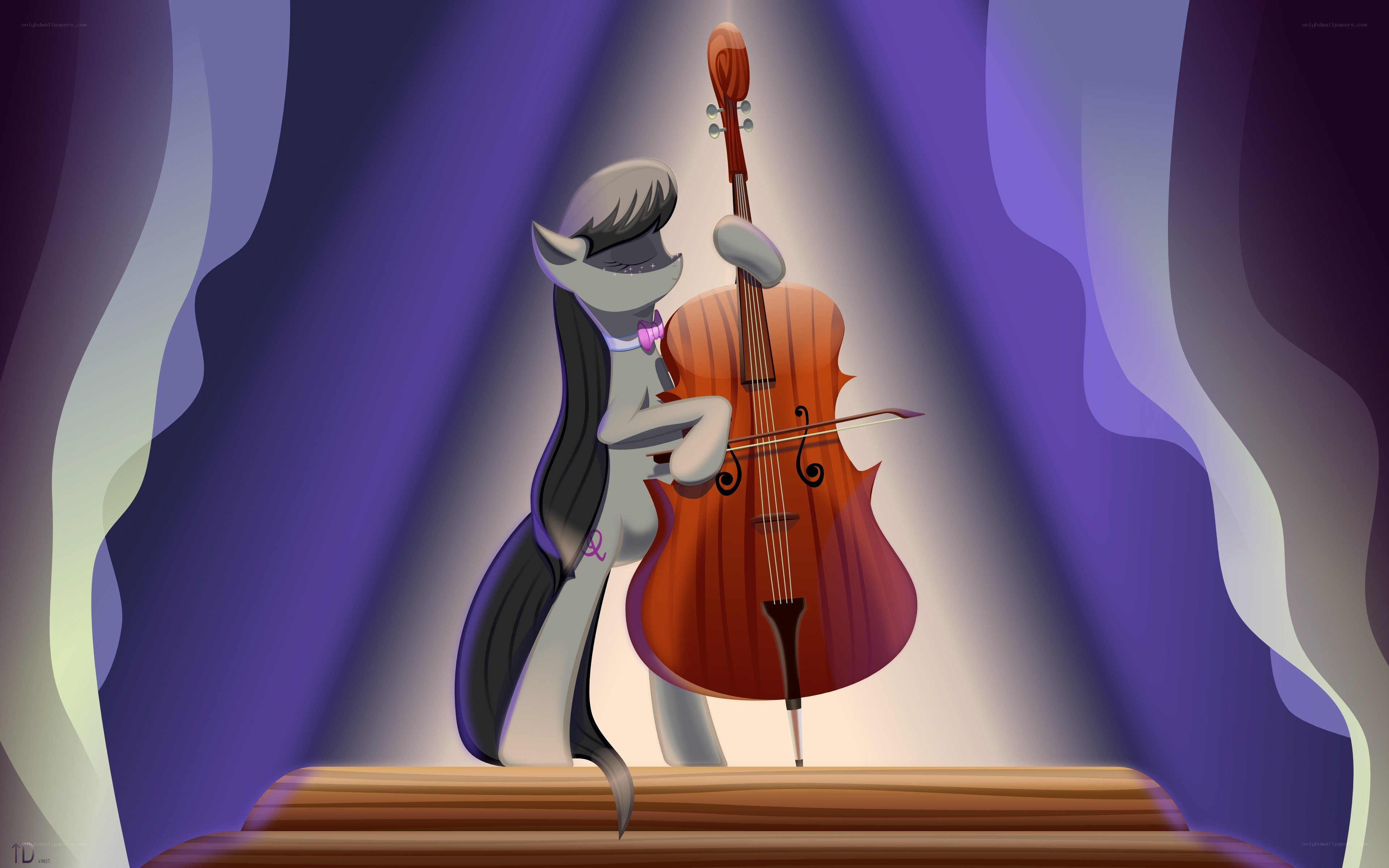 pony playing cello on stage