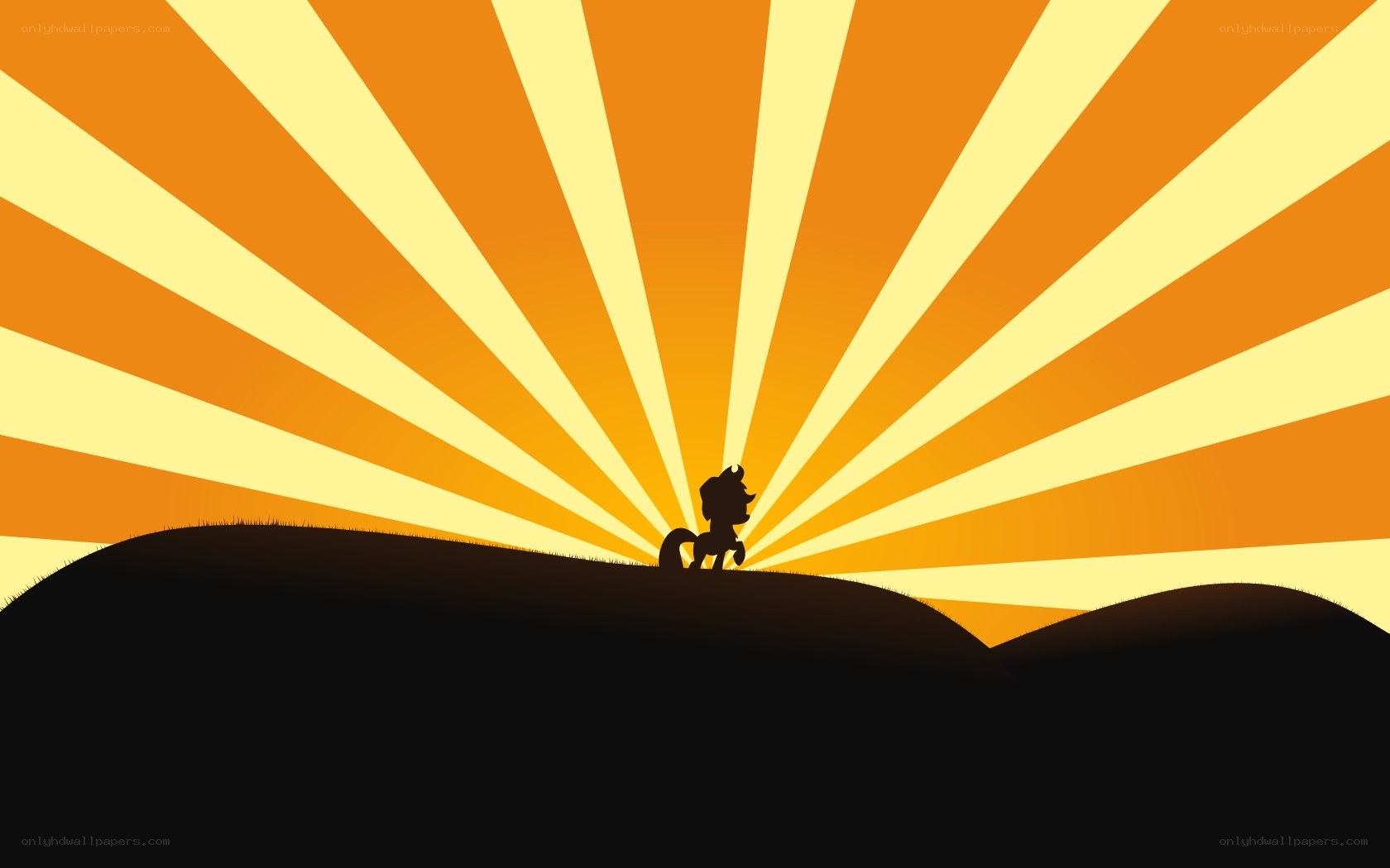 pony silhouette at sunset