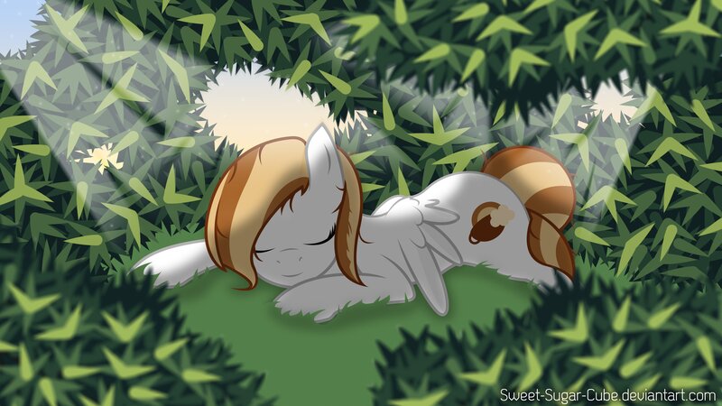 Pony Sleeping in Grass — Green