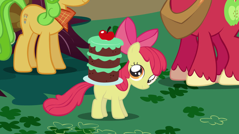 pony with cake on head
