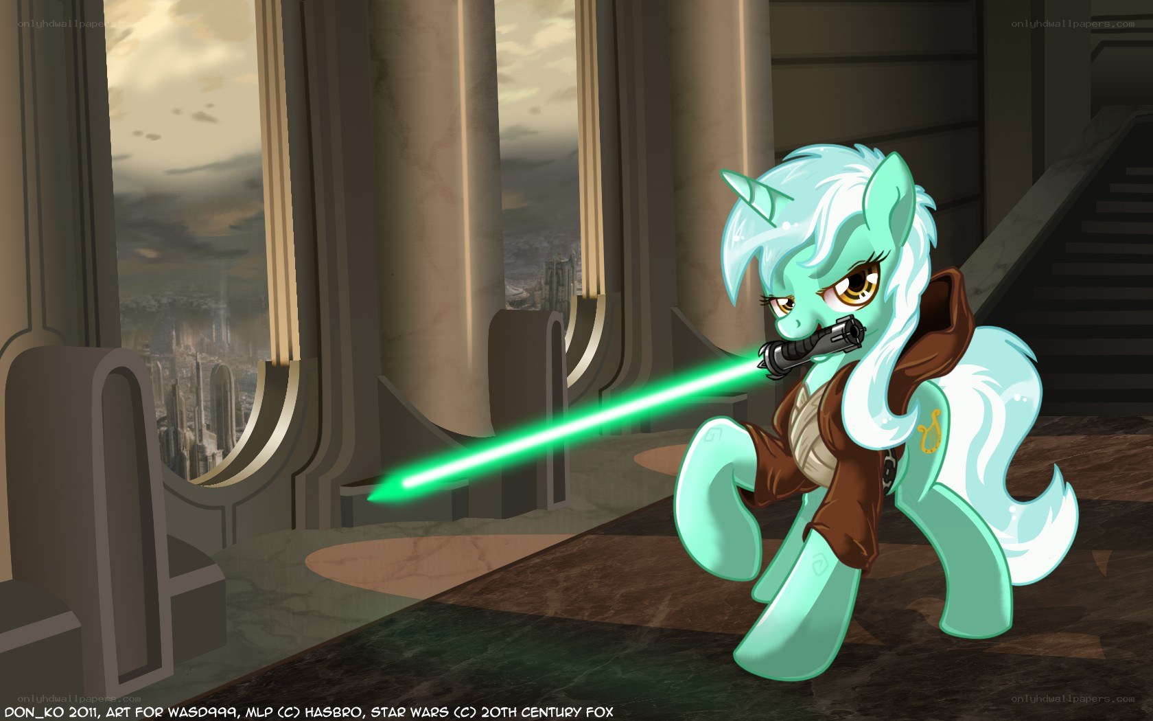 pony with green lightsaber