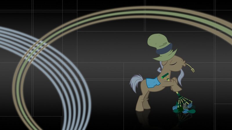 pony with hat and rake