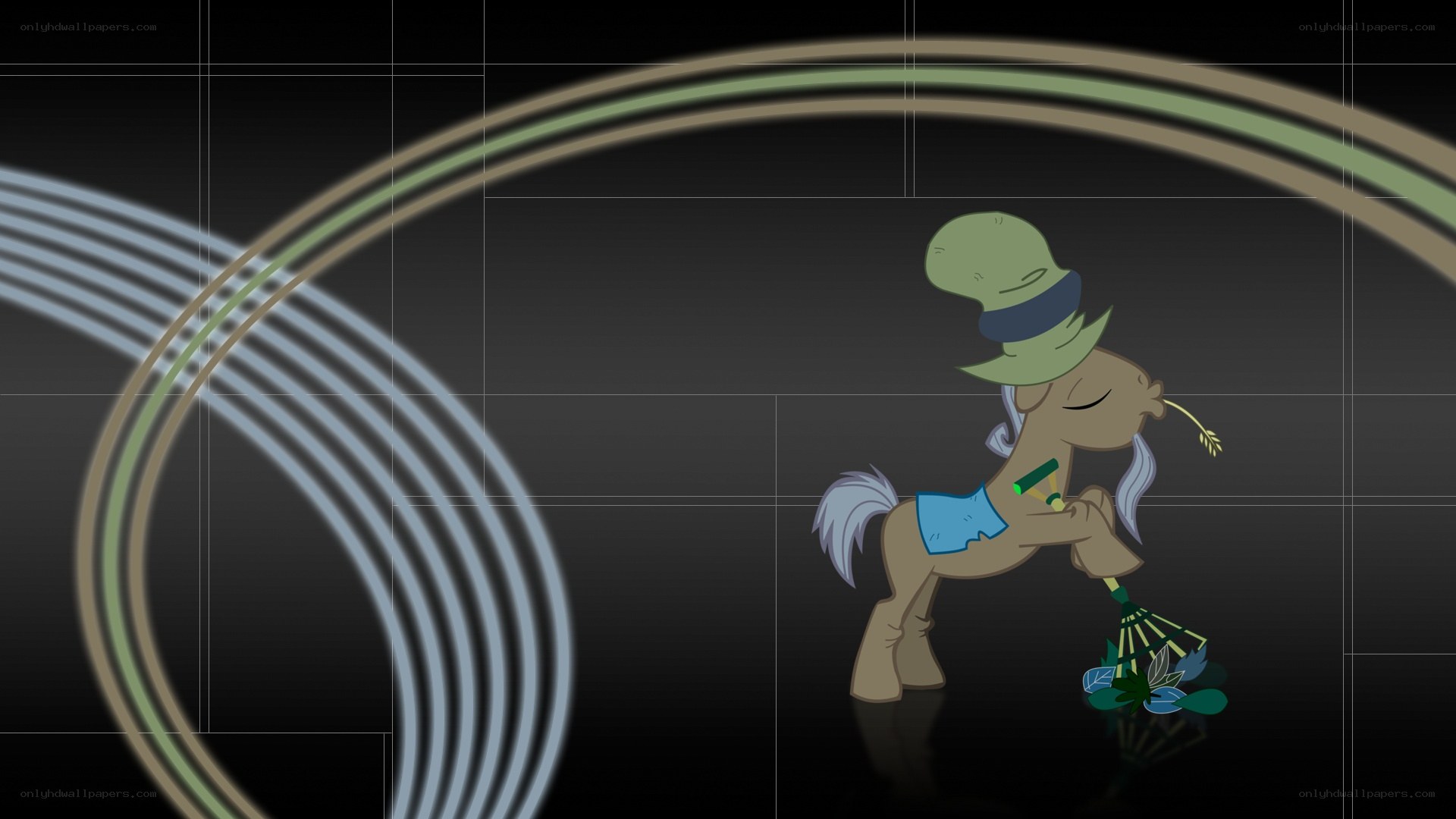 pony with hat and rake