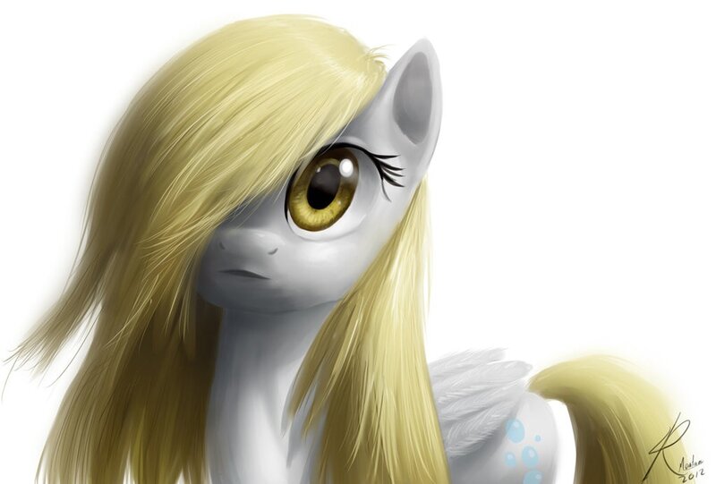 Pony with Long Blonde Hair — White