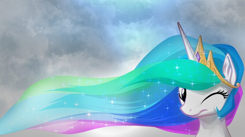 Pony with Rainbow Mane — Blue