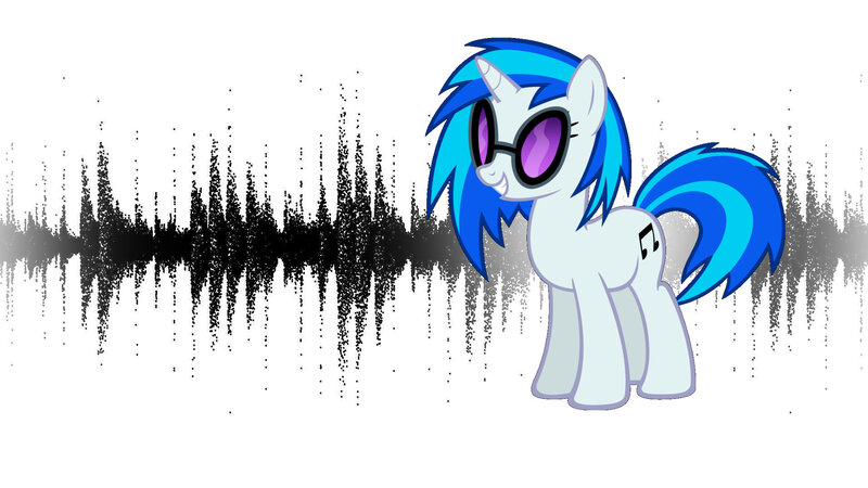 pony with sunglasses and music