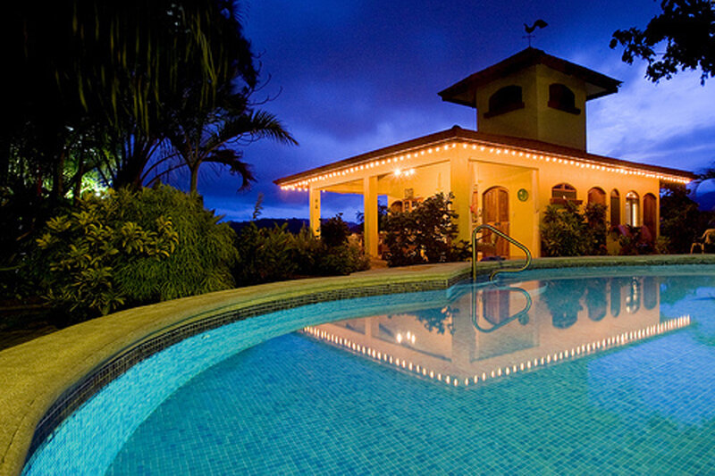 Pool and Building at Night