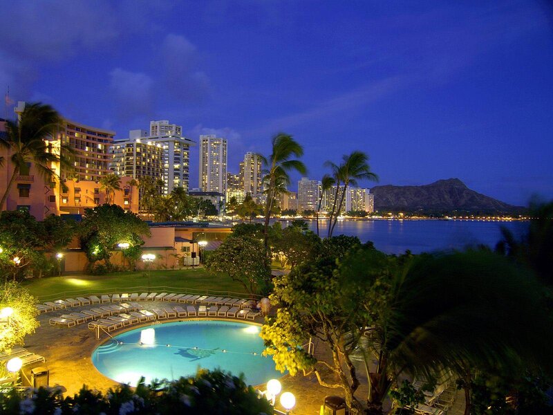 Pool and City Skyline