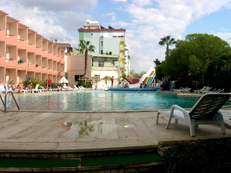 Pool area at resort with water slide
