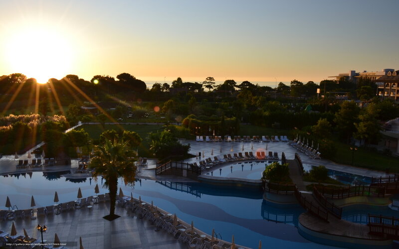 Pool Area at Sunset