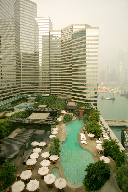 pool area with city view