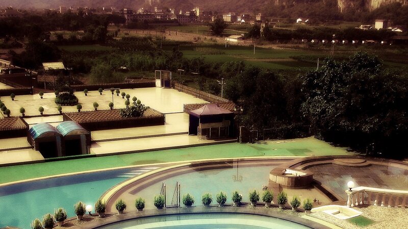 pool area with landscape view