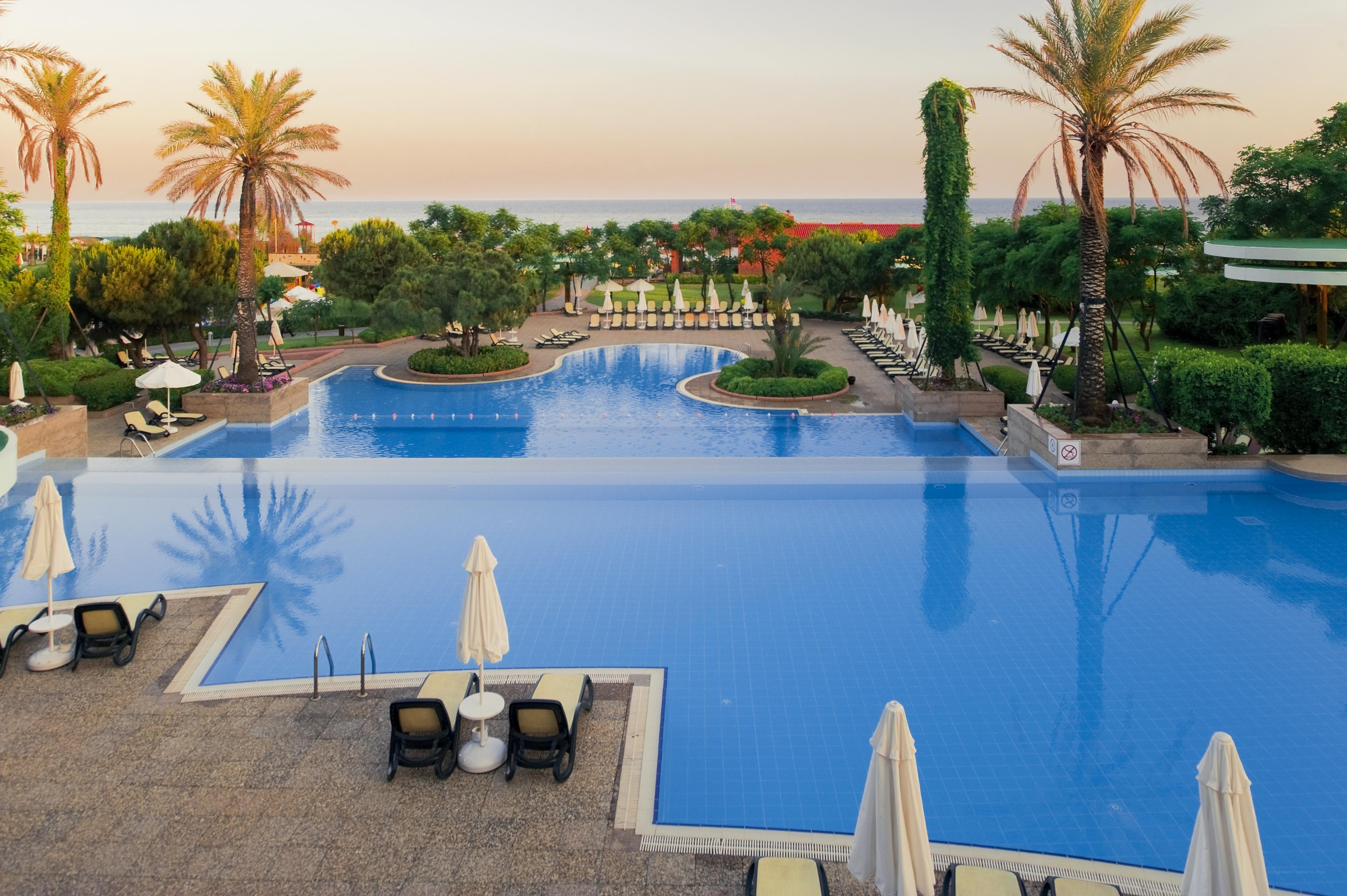 pool area with ocean view