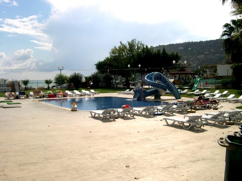 Pool area with water slide