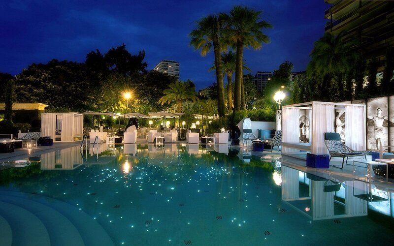 Pool at Night with Lights