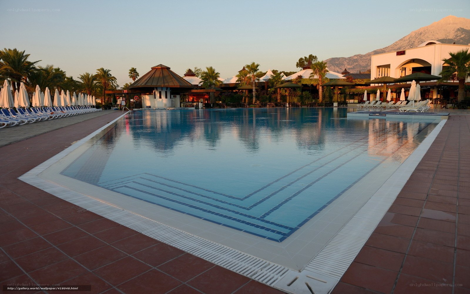 pool at resort with mountains