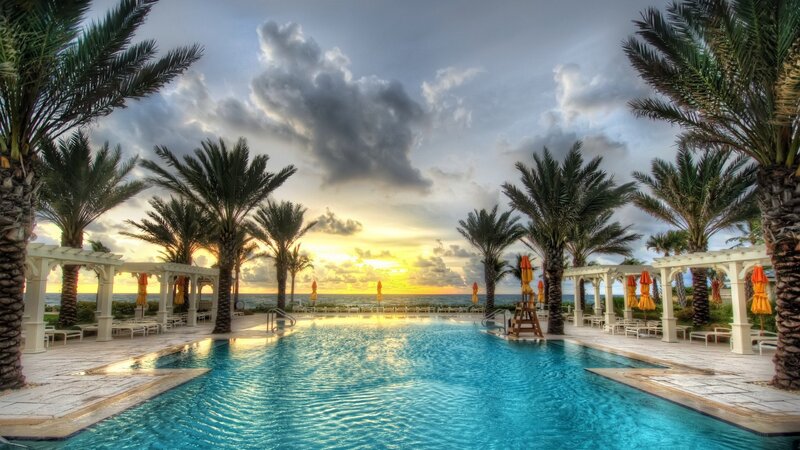 Pool at Resort with Palm Trees