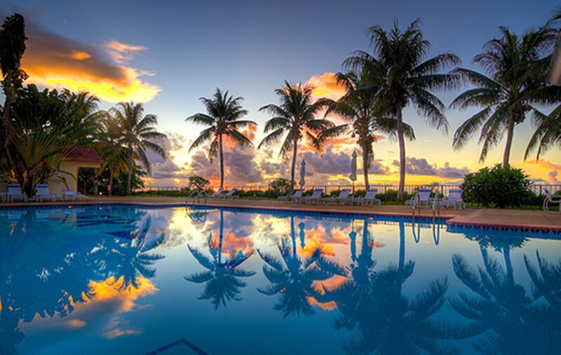 Pool at Sunset — Blue, Serene