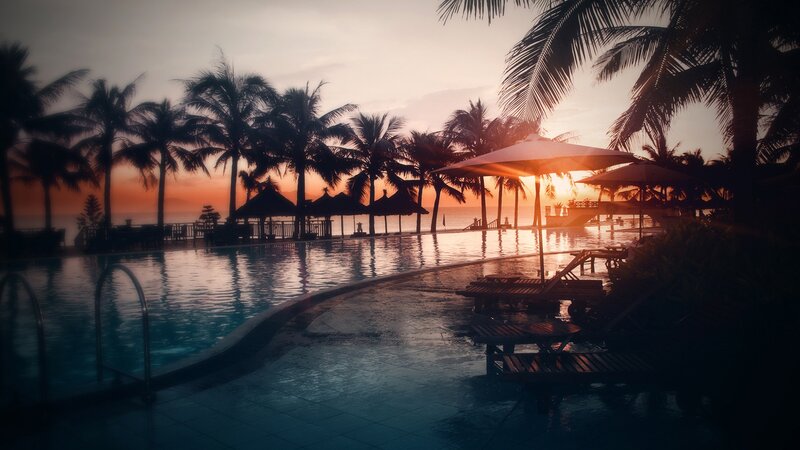 Pool at Sunset — Orange, Serene