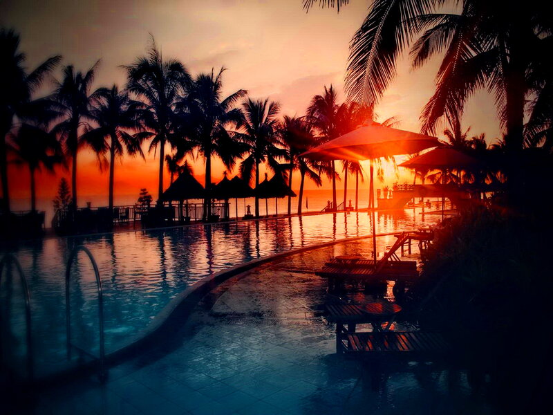 Pool at Sunset — Orange