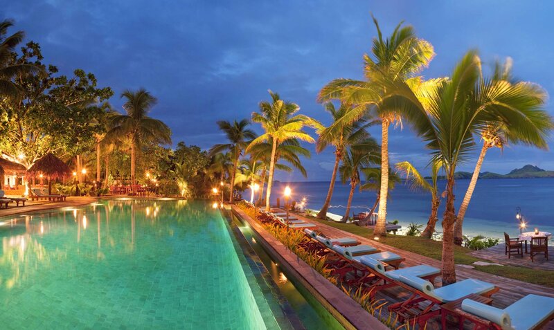 Pool at Tropical Resort — Blue, Serene, Night