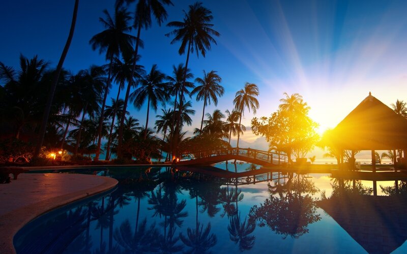 Pool at Tropical Resort — Blue, Serene