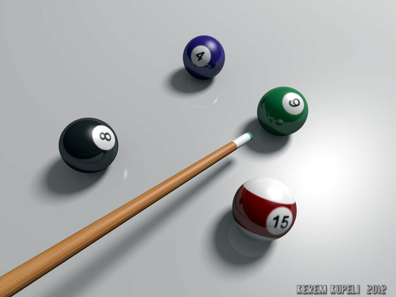 Pool Balls and Cue Stick — Gray