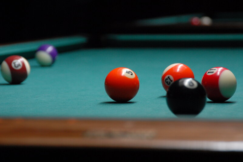 pool balls on a green table