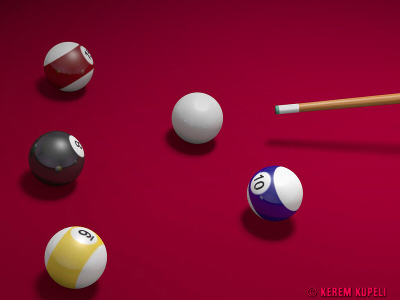Pool Balls on Red Table