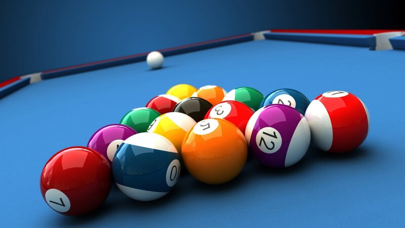 Pool Balls on Table — Blue, Neutral, 3d Render