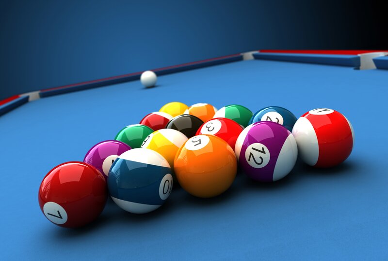 Pool Balls on Table — Blue, Neutral