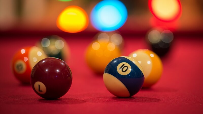 Pool Balls on Table — Red