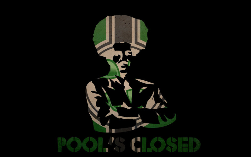 pool closed sign with silhouette