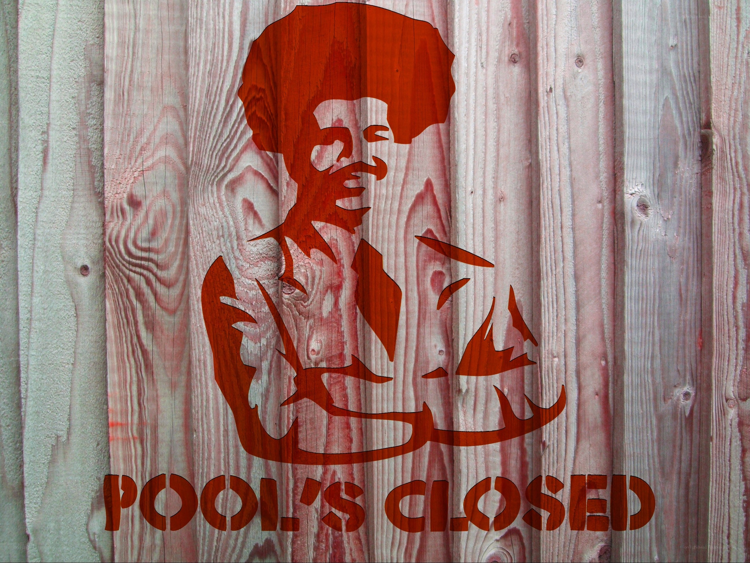 Pool closed sign with silhouette