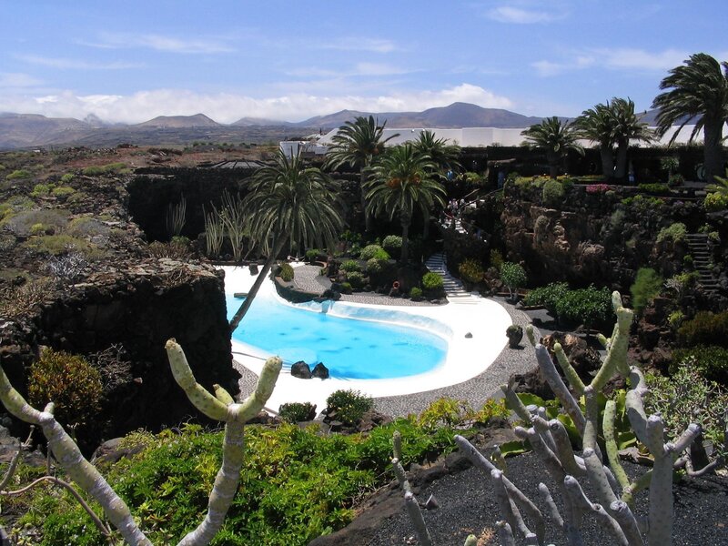 pool in volcanic garden