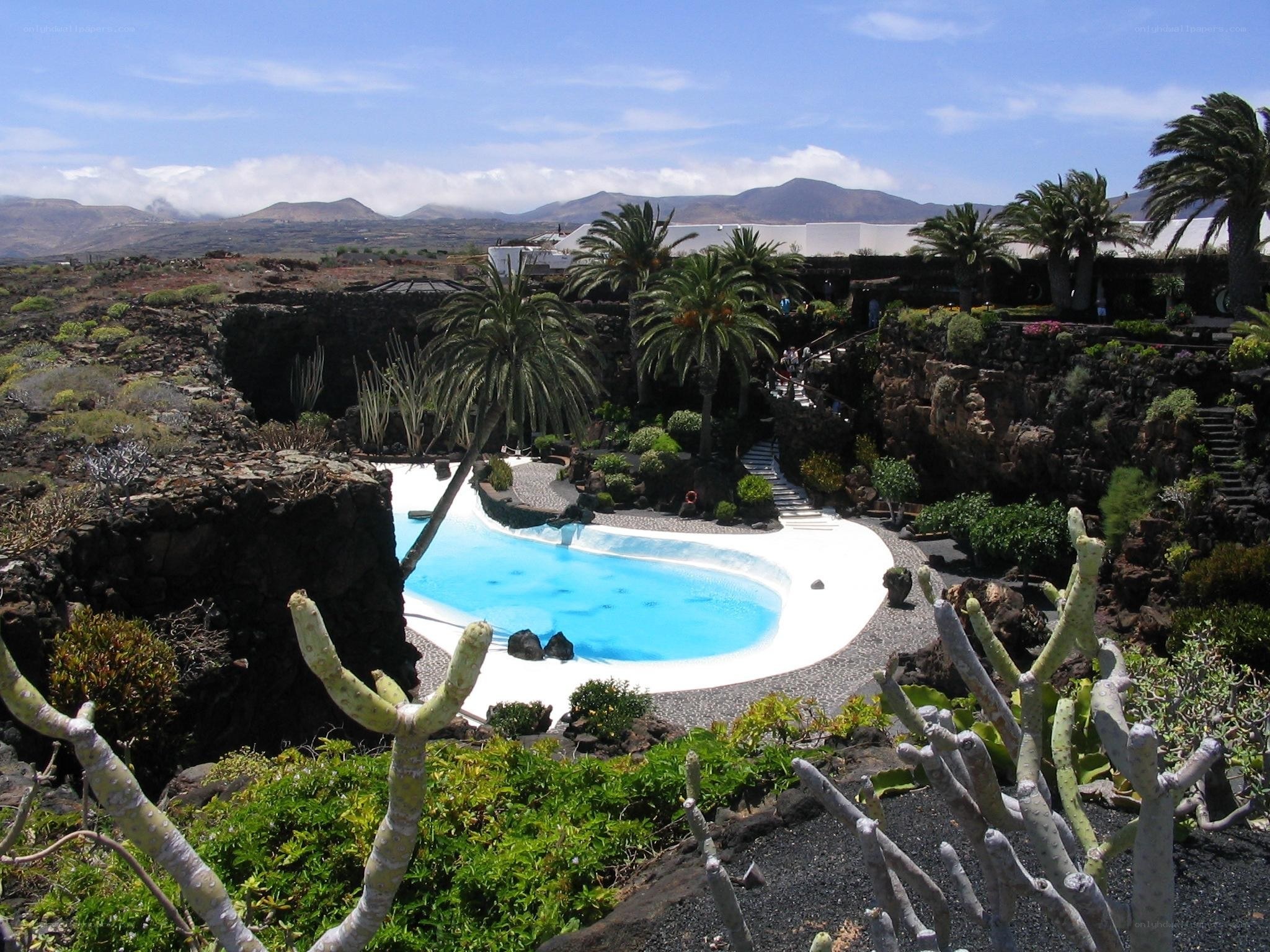 pool in volcanic garden