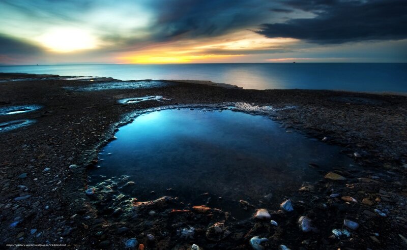 Pool of Water on Beach — Blue
