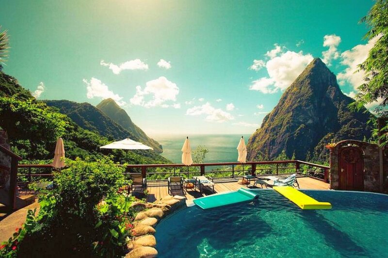 Pool Overlooking Mountains — Blue