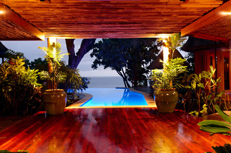 Pool Overlooking Ocean — Blue, Serene, Night