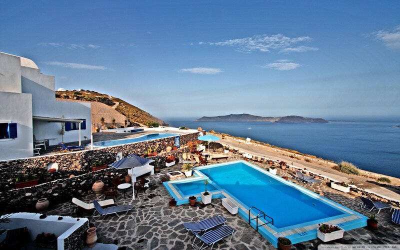Pool Overlooking Sea — Blue